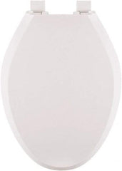 CENTOCO - 18.6 Inch Long, 1-3/4 Inch Inside Width, Polypropylene, Elongated, Closed Front with Cover, Toilet Seat - 14 Inch Outside Width, Residential Installation, White - USA Tool & Supply