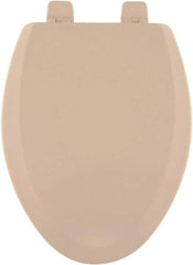 CENTOCO - 18.9 Inch Long, 2 Inch Inside Width, Polypropylene and Wood Plastic Composite, Elongated, Closed Front with Cover, Toilet Seat - 14 Inch Outside Width, Residential Installation, Bone and Almond - USA Tool & Supply