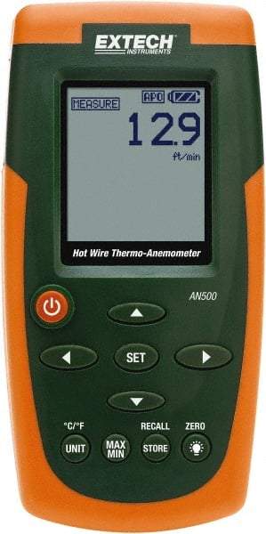 Extech - 0.2 to 20 m/Sec Air CFM and CMM Thermo Anemometer - 140°F Max - USA Tool & Supply