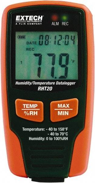 Extech - -40 to 158°F, 0 to 100% Humidity Range, Temp Recorder - USA Tool & Supply