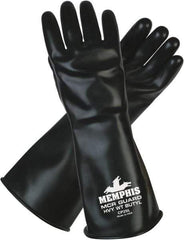 MCR Safety - Size L (9), 14" Long, 25 mil Thick, Butyl Chemical Resistant Gloves - Smooth Finish, Black - USA Tool & Supply