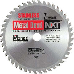 M.K. MORSE - 7" Diam, 20mm Arbor Hole Diam, 44 Tooth Wet & Dry Cut Saw Blade - Carbide-Tipped, Clean Action, Standard Round Arbor - USA Tool & Supply