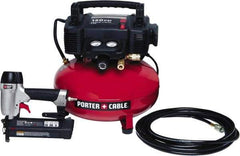 Porter-Cable - 0.80 HP, 2.6 SCFM at 90 psi CFM Pancake Nailer Combo Kit - 6 Gallon Tank, 10 Amp, 150 Max psi, 120V - USA Tool & Supply