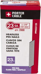 Porter-Cable - 23 Gauge 1-1/4" Long Pin Nails for Power Nailers - Steel, Galvanized Finish, Smooth Shank, Straight Stick Collation, Chisel Point - USA Tool & Supply