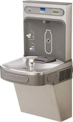 ELKAY - 8 GPH Cooling Capacity Barrier Free Wall Mounted Water Cooler & Fountain - Bottle Filling, 20 to 105 psi, 0.20 hp, Stainless Steel - USA Tool & Supply