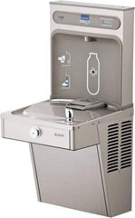 ELKAY - 8 GPH Cooling Capacity Barrier Free Wall Mounted Water Cooler & Fountain - Bottle Filling, 20 to 105 psi, 0.20 hp, Stainless Steel - USA Tool & Supply