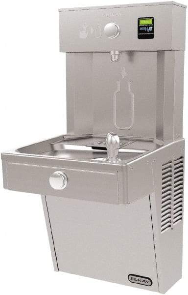 ELKAY - 8 GPH Cooling Capacity Barrier Free Wall Mounted Water Cooler & Fountain - Bottle Filling, 20 to 105 psi, 0.20 hp, Stainless Steel - USA Tool & Supply