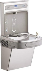 ELKAY - 8 GPH Cooling Capacity Barrier Free Wall Mounted Water Cooler & Fountain - Bottle Filling, 20 to 105 psi, 0.20 hp, Stainless Steel - USA Tool & Supply