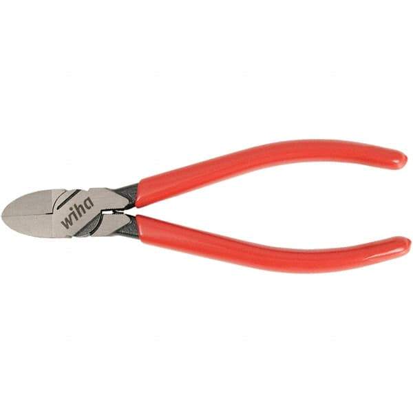 Wiha - 6-3/10" OAL, 18 AWG Capacity, Flush Flush Cutter - Vinyl Handle - USA Tool & Supply