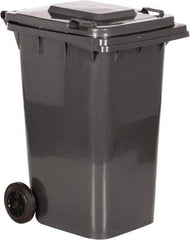 Vestil - 64 Gal Gray Rectangle Trash Can - Polyethylene, None Graphic, 39-15/16" High x 28-1/2" Long x 23-1/2" Wide, Lid Included - USA Tool & Supply