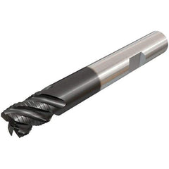 Iscar - 20mm Diam, Coarse Pitch, 20mm LOC, 7 Flute Solid Carbide 45° Corner Chamfer Roughing End Mill - TiAlN Finish, 104mm OAL, 20mm Shank Diam, Single End, Centercutting, 45° Helix - USA Tool & Supply