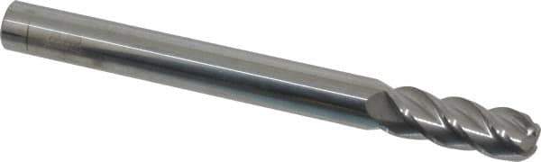 Accupro - 3/8", 4 Flute, Single End, Solid Carbide, 1/8" Corner Radius End Mill - 4" OAL, 40° Helix, Right Hand Flute, 1" LOC, Right Hand Cut - USA Tool & Supply
