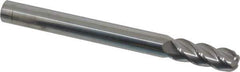 Accupro - 3/8", 4 Flute, Single End, Solid Carbide, 1/8" Corner Radius End Mill - 4" OAL, 40° Helix, Right Hand Flute, 1" LOC, Right Hand Cut - USA Tool & Supply