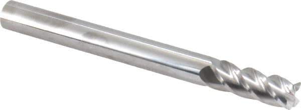 Accupro - 3/8", 4 Flute, Single End, Solid Carbide, 0.03" Corner Radius End Mill - 4" OAL, 40° Helix, Right Hand Flute, 1" LOC, Right Hand Cut - USA Tool & Supply