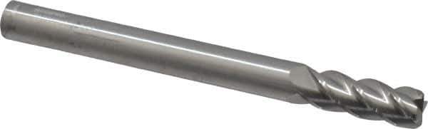 Accupro - 3/8", 4 Flute, Single End, Solid Carbide, 0.06" Corner Radius End Mill - 4" OAL, 40° Helix, Right Hand Flute, 1" LOC, Right Hand Cut - USA Tool & Supply