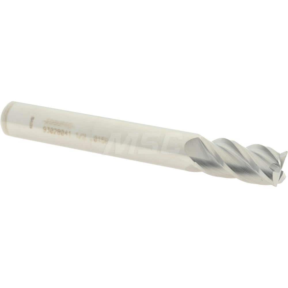Accupro - 1/2" Diam 4 Flute Solid Carbide 0.015" Corner Radius End Mill - USA Tool & Supply