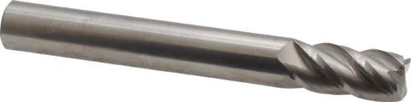 Accupro - 1/2", 4 Flute, Single End, Solid Carbide, 0.03" Corner Radius End Mill - 4" OAL, 40° Helix, Right Hand Flute, 1" LOC, Right Hand Cut - USA Tool & Supply