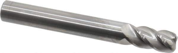 Accupro - 1/2", 4 Flute, Single End, Solid Carbide, 0.09" Corner Radius End Mill - 4" OAL, 40° Helix, Right Hand Flute, 1" LOC, Right Hand Cut - USA Tool & Supply