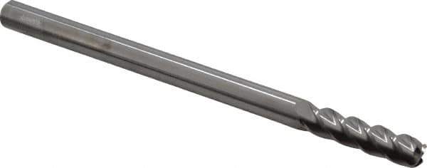 Accupro - 3/8", 4 Flute, Single End, Solid Carbide, 0.09" Corner Radius End Mill - 6" OAL, 40° Helix, Right Hand Flute, 1-1/2" LOC, Right Hand Cut - USA Tool & Supply