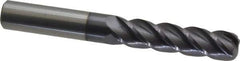 Accupro - 1/2", 4 Flute, Single End, Solid Carbide, 1/8" Corner Radius End Mill - 4" OAL, 40° Helix, Right Hand Flute, 2" LOC, Right Hand Cut - USA Tool & Supply