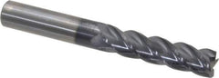 Accupro - 1/2", 4 Flute, Single End, Solid Carbide, 0.03" Corner Radius End Mill - 4" OAL, 40° Helix, Right Hand Flute, 2" LOC, Right Hand Cut - USA Tool & Supply