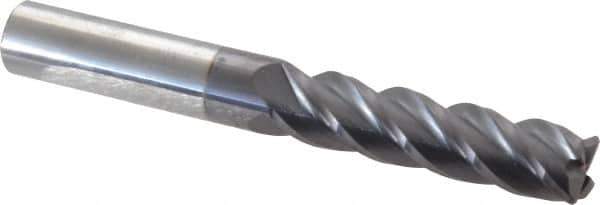 Accupro - 1/2", 4 Flute, Single End, Solid Carbide, 0.045" Corner Radius End Mill - 4" OAL, 40° Helix, Right Hand Flute, 2" LOC, Right Hand Cut - USA Tool & Supply