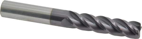 Accupro - 1/2", 4 Flute, Single End, Solid Carbide, 0.06" Corner Radius End Mill - 4" OAL, 40° Helix, Right Hand Flute, 2" LOC, Right Hand Cut - USA Tool & Supply