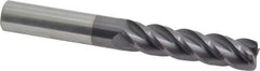 Accupro - 1/2", 4 Flute, Single End, Solid Carbide, 0.06" Corner Radius End Mill - 4" OAL, 40° Helix, Right Hand Flute, 2" LOC, Right Hand Cut - USA Tool & Supply