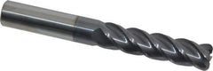 Accupro - 1/2", 4 Flute, Single End, Solid Carbide, 0.09" Corner Radius End Mill - 4" OAL, 40° Helix, Right Hand Flute, 2" LOC, Right Hand Cut - USA Tool & Supply