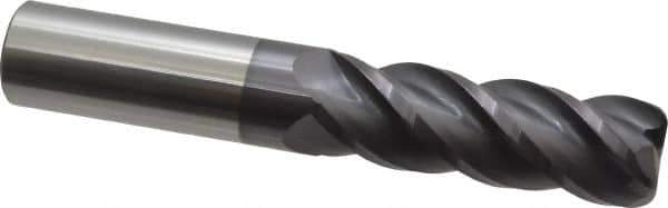 Accupro - 1", 4 Flute, Single End, Solid Carbide, 1/8" Corner Radius End Mill - 6" OAL, 40° Helix, Right Hand Flute, 3" LOC, Right Hand Cut - USA Tool & Supply