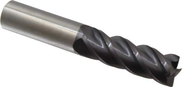 Accupro - 1", 4 Flute, Single End, Solid Carbide, 0.03" Corner Radius End Mill - 6" OAL, 40° Helix, Right Hand Flute, 3" LOC, Right Hand Cut - USA Tool & Supply
