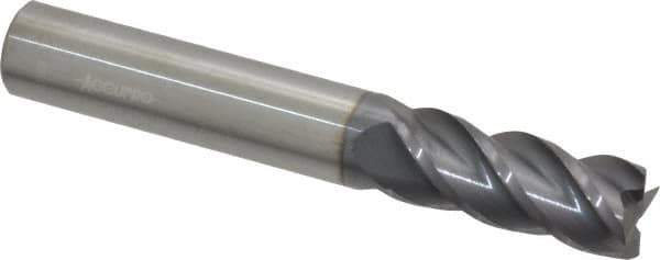 Accupro - 5/16", 4 Flute, Single End, Solid Carbide, 0.09" Corner Radius End Mill - 4" OAL, 40° Helix, Right Hand Flute, 1-5/8" LOC, Right Hand Cut - USA Tool & Supply