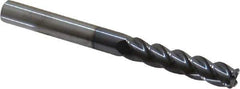 Accupro - 3/8", 4 Flute, Single End, Solid Carbide, 0.06" Corner Radius End Mill - 4" OAL, 40° Helix, Right Hand Flute, 1-3/4" LOC, Right Hand Cut - USA Tool & Supply