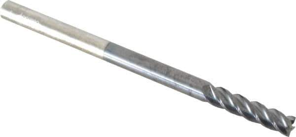 Accupro - 1/4", 4 Flute, Single End, Solid Carbide, 0.01" Corner Radius End Mill - 4" OAL, 40° Helix, Right Hand Flute, 1" LOC, Right Hand Cut - USA Tool & Supply