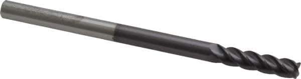Accupro - 1/4", 4 Flute, Single End, Solid Carbide, 0.03" Corner Radius End Mill - 4" OAL, 40° Helix, Right Hand Flute, 1" LOC, Right Hand Cut - USA Tool & Supply
