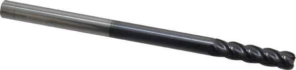 Accupro - 1/4", 4 Flute, Single End, Solid Carbide, 0.045" Corner Radius End Mill - 4" OAL, 40° Helix, Right Hand Flute, 1" LOC, Right Hand Cut - USA Tool & Supply