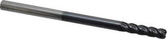 Accupro - 1/4", 4 Flute, Single End, Solid Carbide, 0.045" Corner Radius End Mill - 4" OAL, 40° Helix, Right Hand Flute, 1" LOC, Right Hand Cut - USA Tool & Supply