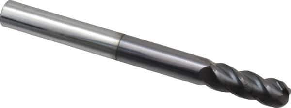 Accupro - 3/8", 4 Flute, Single End, Solid Carbide, 1/8" Corner Radius End Mill - 4" OAL, 40° Helix, Right Hand Flute, 1" LOC, Right Hand Cut - USA Tool & Supply