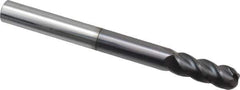 Accupro - 3/8", 4 Flute, Single End, Solid Carbide, 1/8" Corner Radius End Mill - 4" OAL, 40° Helix, Right Hand Flute, 1" LOC, Right Hand Cut - USA Tool & Supply