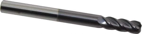 Accupro - 3/8", 4 Flute, Single End, Solid Carbide, 0.09" Corner Radius End Mill - 4" OAL, 40° Helix, Right Hand Flute, 1" LOC, Right Hand Cut - USA Tool & Supply