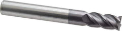 Accupro - 1/2", 4 Flute, Single End, Solid Carbide, 0.015" Corner Radius End Mill - 4" OAL, 40° Helix, Right Hand Flute, 1" LOC, Right Hand Cut - USA Tool & Supply