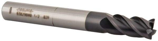 Accupro - 1/2", 4 Flute, Single End, Solid Carbide, 0.02" Corner Radius End Mill - 4" OAL, 40° Helix, Right Hand Flute, 1" LOC, Right Hand Cut - USA Tool & Supply