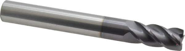Accupro - 1/2", 4 Flute, Single End, Solid Carbide, 0.03" Corner Radius End Mill - 4" OAL, 40° Helix, Right Hand Flute, 1" LOC, Right Hand Cut - USA Tool & Supply