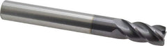 Accupro - 1/2", 4 Flute, Single End, Solid Carbide, 0.03" Corner Radius End Mill - 4" OAL, 40° Helix, Right Hand Flute, 1" LOC, Right Hand Cut - USA Tool & Supply