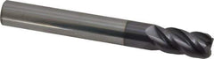 Accupro - 1/2", 4 Flute, Single End, Solid Carbide, 0.06" Corner Radius End Mill - 4" OAL, 40° Helix, Right Hand Flute, 1" LOC, Right Hand Cut - USA Tool & Supply