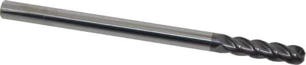Accupro - 3/8", 4 Flute, Single End, Solid Carbide, 1/8" Corner Radius End Mill - 6" OAL, 40° Helix, Right Hand Flute, 1-1/2" LOC, Right Hand Cut - USA Tool & Supply