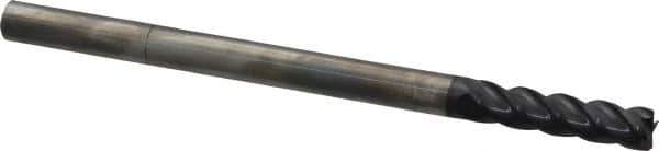 Accupro - 3/8", 4 Flute, Single End, Solid Carbide, 0.03" Corner Radius End Mill - 6" OAL, 40° Helix, Right Hand Flute, 1-1/2" LOC, Right Hand Cut - USA Tool & Supply
