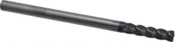 Accupro - 3/8", 4 Flute, Single End, Solid Carbide, 0.045" Corner Radius End Mill - 6" OAL, 40° Helix, Right Hand Flute, 1-1/2" LOC, Right Hand Cut - USA Tool & Supply