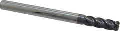 Accupro - 1/2", 4 Flute, Single End, Solid Carbide, 1/8" Corner Radius End Mill - 6" OAL, 40° Helix, Right Hand Flute, 1-1/2" LOC, Right Hand Cut - USA Tool & Supply