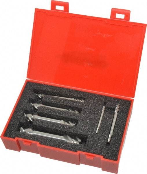 Accupro - 1/8, 3/16, 1/4, 5/16, 3/8 & 1/2", 4 Flute Square End Mill Set - Uncoated, Solid Carbide, Double End, 1/8, 3/16, 1/4, 5/16, 3/8, 1/2" Shank Diam, Centercutting - USA Tool & Supply